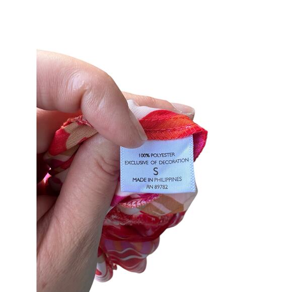 Natori Tie Waist Cowlneck Cap Sleeve Abstract Seashell Mini Dress - S - Picture 10 of 10